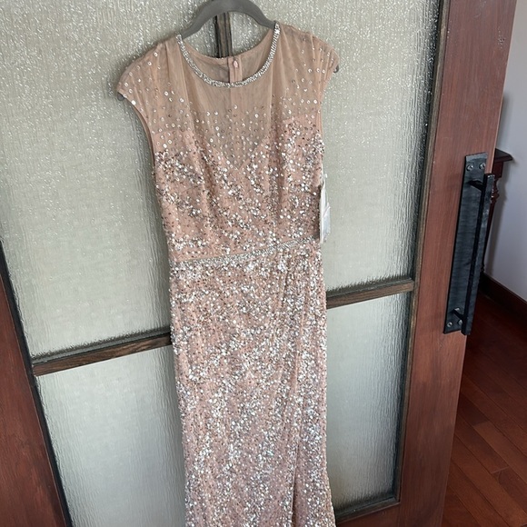 Ms Duggal EMBELLISHED ILLUSION HIGH NECK CAP SLEEVE GOWN size 2 NEW $498 spring - Picture 7 of 13